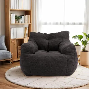 INMOZATA Bean Bag Chair for Adult and Teens 3FT Pre-Filled Soft Teddy Fluffy Lazy Sofa Floor Chair Beanbag for Living Room Playroom Dorm Apartment (Deep Grey)