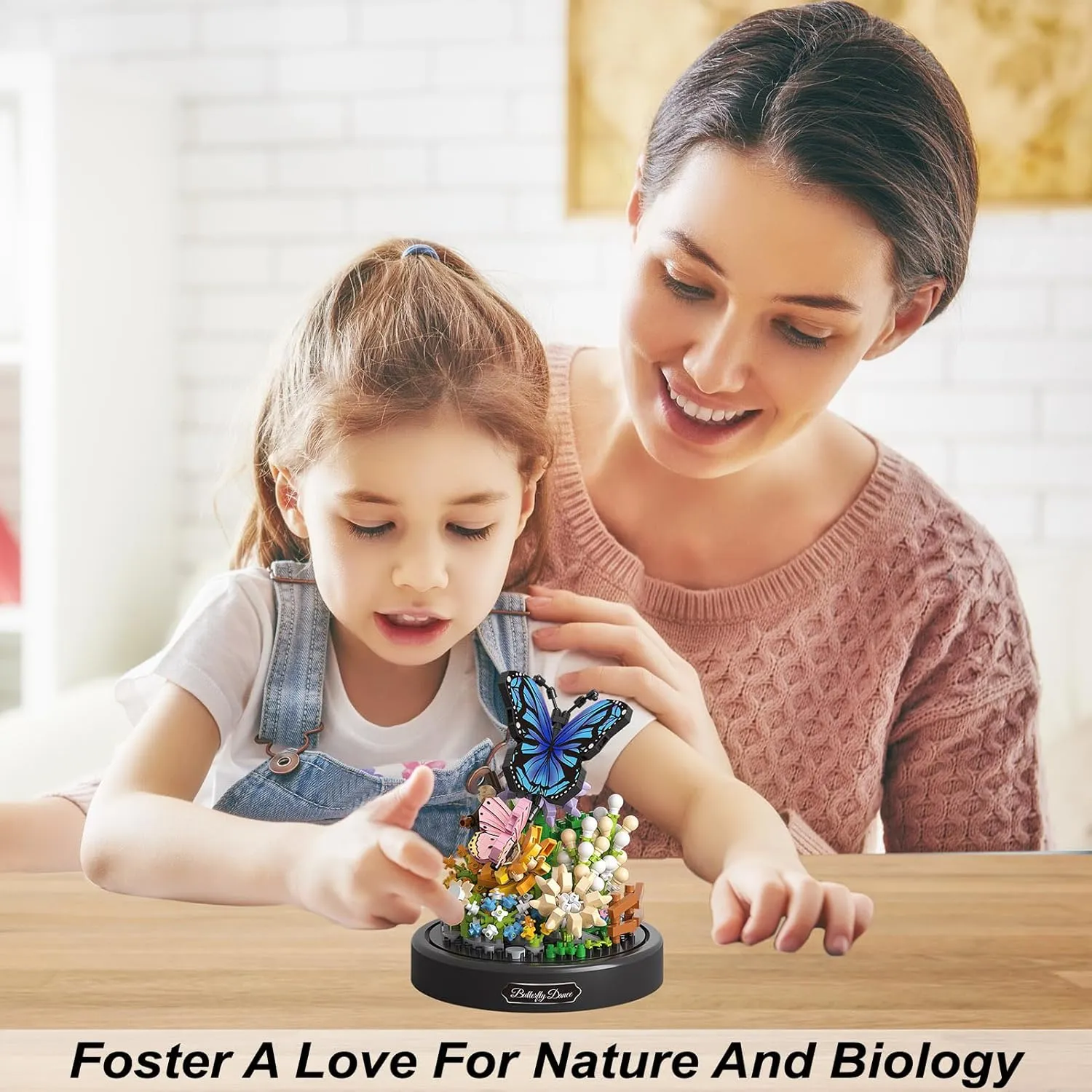 Insect Flowers Collection Building Set with Dust Cover, Animals Flower Plants Bug Botanical Set for Nature Decor, STEM Mini Bricks Birthday Gift for 12  Women Boys Girls(Butterfly)