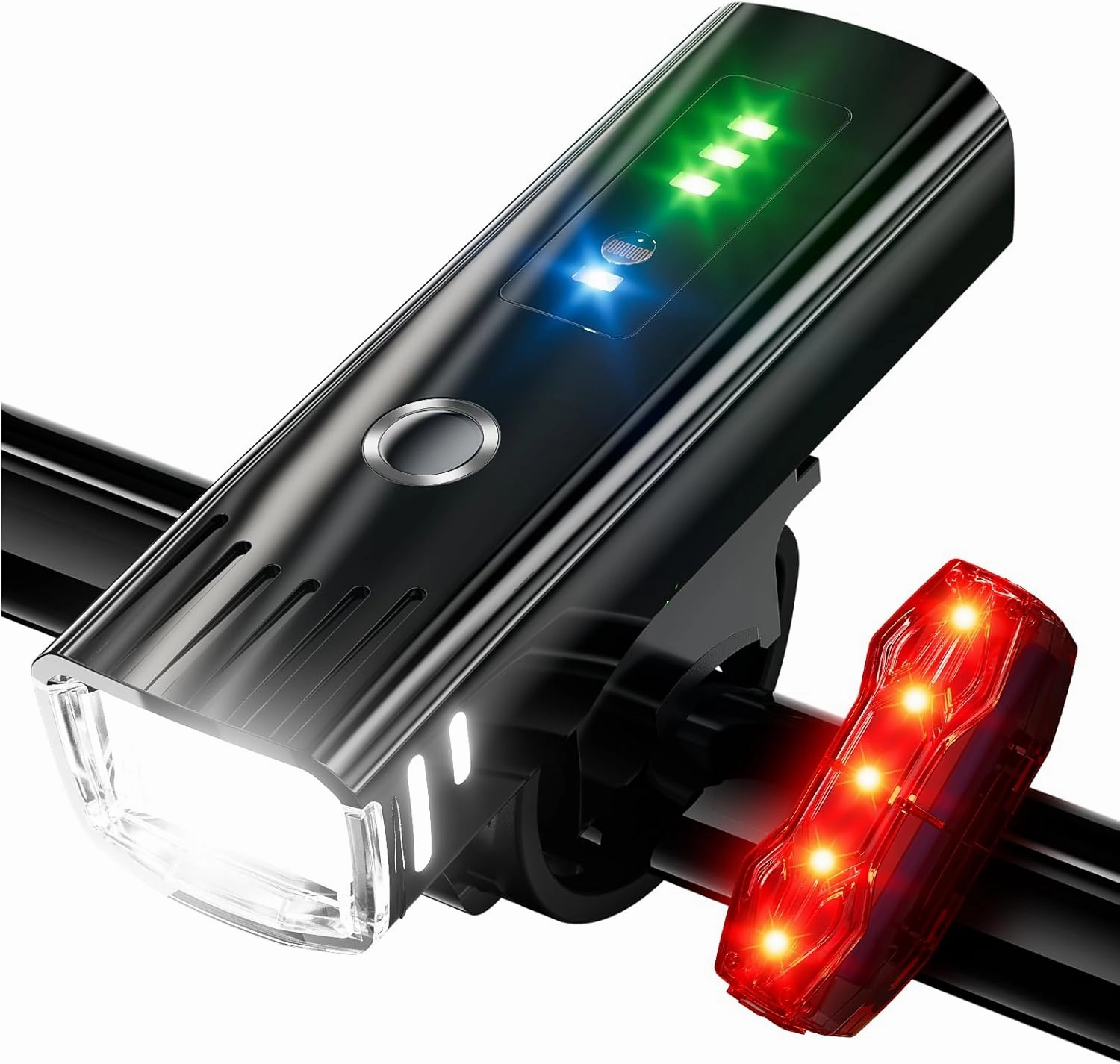 IPSXP Bike Light Set USB Rechargeable Bicycle Front Headlight and Back Taillight 4 Light Modes Easy to Install for Men Women Kids Road Mountain Cycling