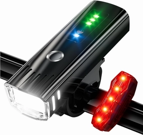 IPSXP Bike Light Set USB Rechargeable Bicycle Front Headlight and Back Taillight 4 Light Modes Easy to Install for Men Women Kids Road Mountain Cycling