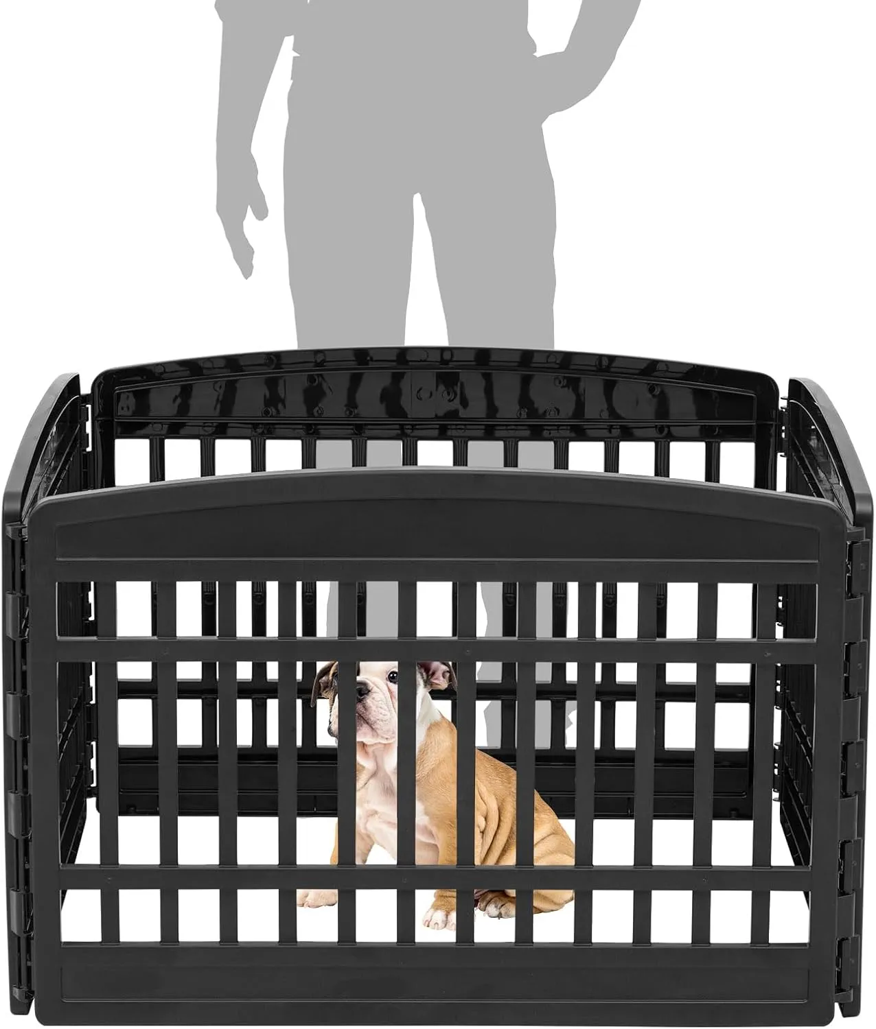 IRIS USA 24" 4-Panel Dog Playpen, 35 x 35 x 24, Puppy Playpen, Dog Play Pen Indoors, Pet Fence, Small Pets, Black