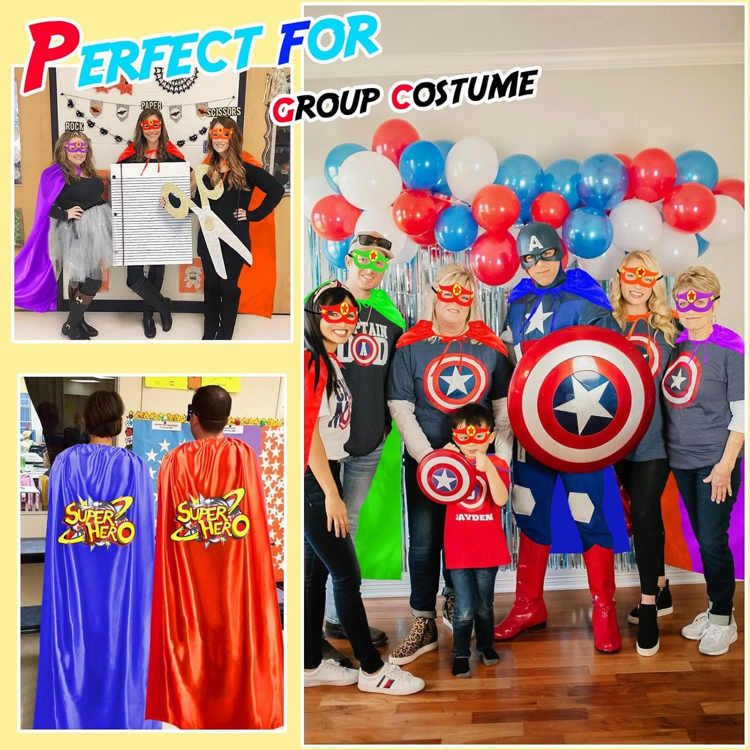 iROLEWIN Superhero-Capes and Masks for Adults Superhero-Costumes as Women Men Halloween Dress-Up Family Party Favors Gifts