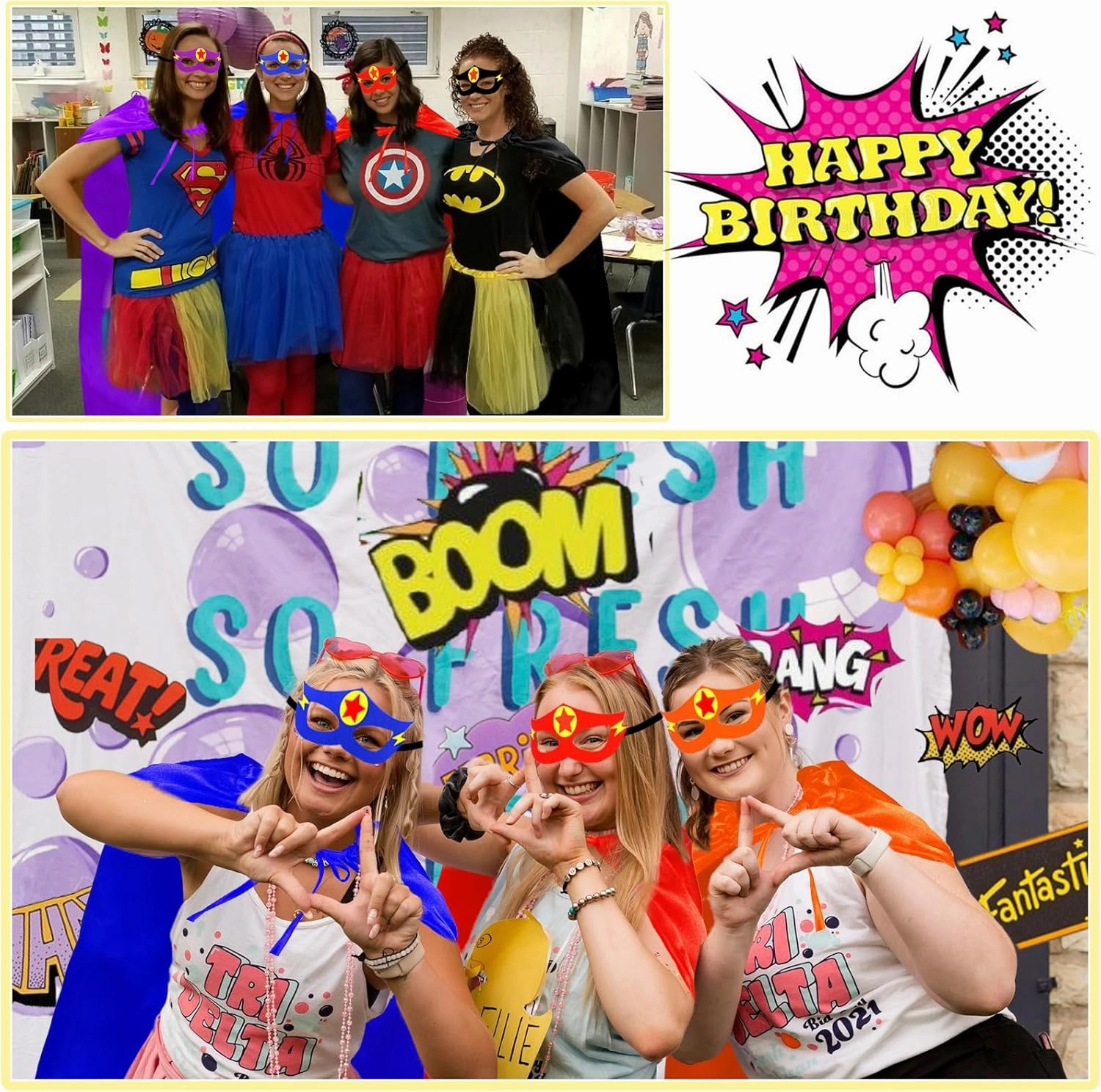 iROLEWIN Superhero-Capes and Masks for Adults Superhero-Costumes as Women Men Halloween Dress-Up Family Party Favors Gifts