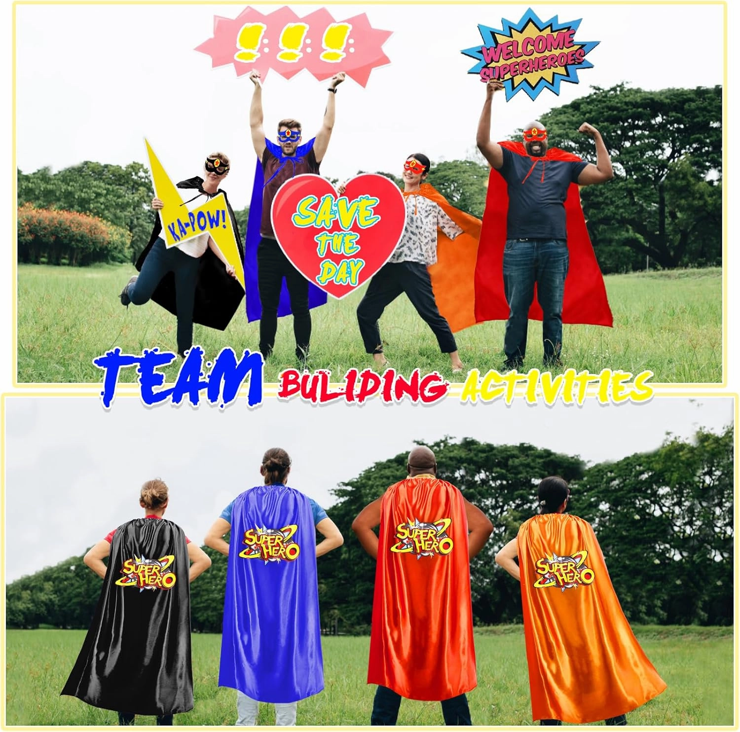 iROLEWIN Superhero-Capes and Masks for Adults Superhero-Costumes as Women Men Halloween Dress-Up Family Party Favors Gifts