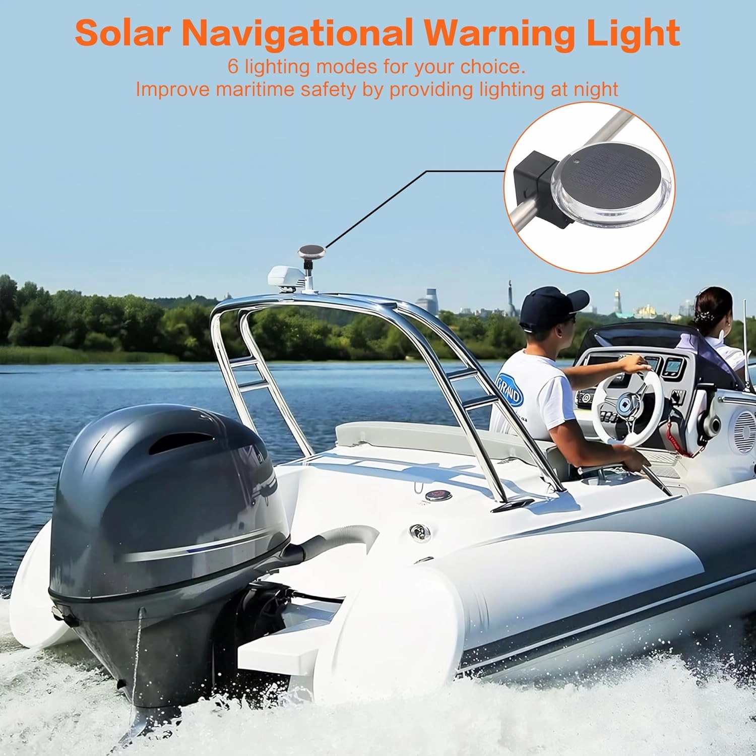 IZTOSS 6 Modes Solar Powered Waterproof Navigation Lights with Wireless Remote Control Pontoon Starboard Sailing Signal Lights for Marine Outdoor Sports Camping Hiking