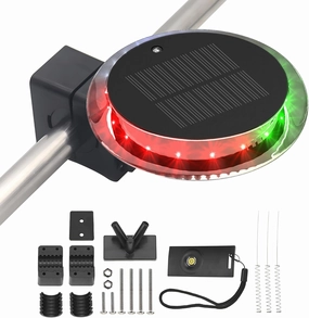 IZTOSS 6 Modes Solar Powered Waterproof Navigation Lights with Wireless Remote Control Pontoon Starboard Sailing Signal Lights for Marine Outdoor Sports Camping Hiking