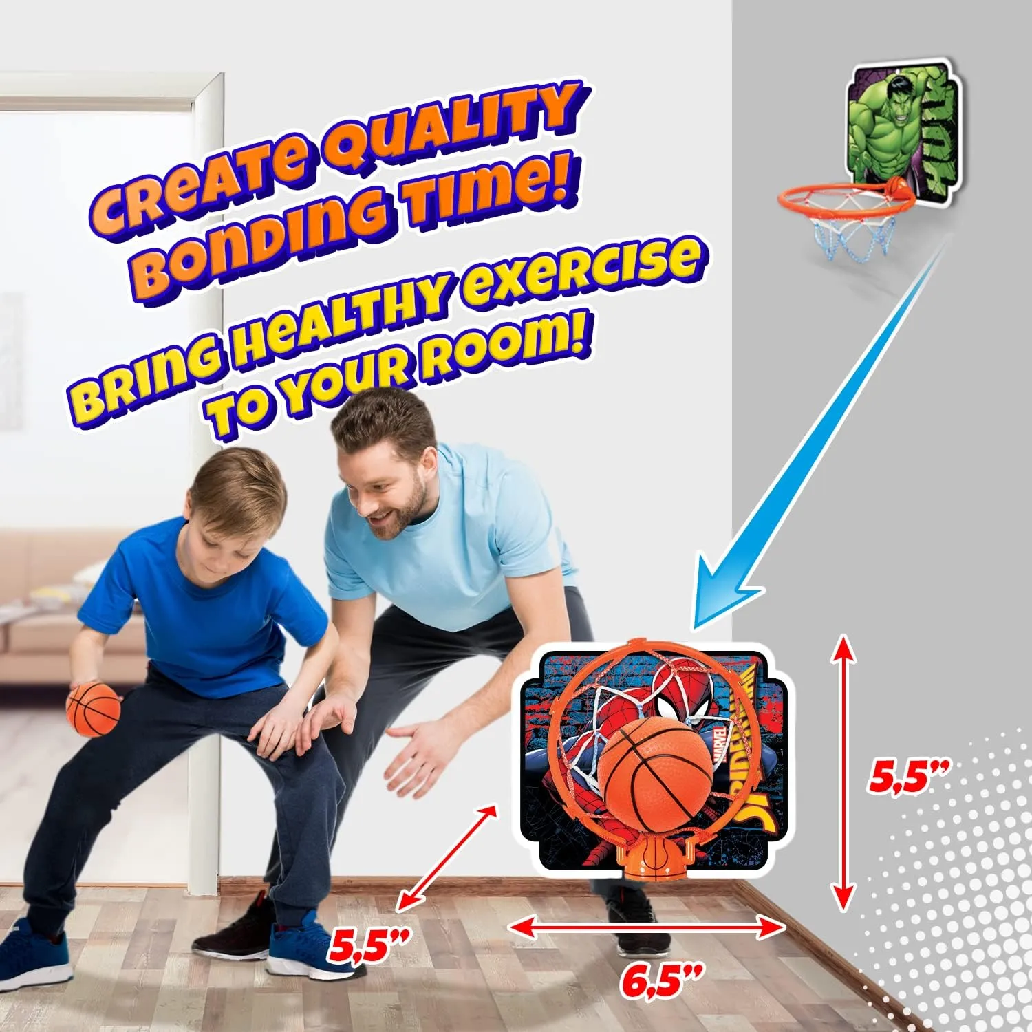 JA-RU Marvel Avengers & Spiderman Mini Basketball Hoop w/Ball (24 Hoops) Small Basketball Boys Toys for Kids. Indoor Basketball Hoop Net on Wall, Door, & Bedroom. Office Sports Games. ABC-6822-24s