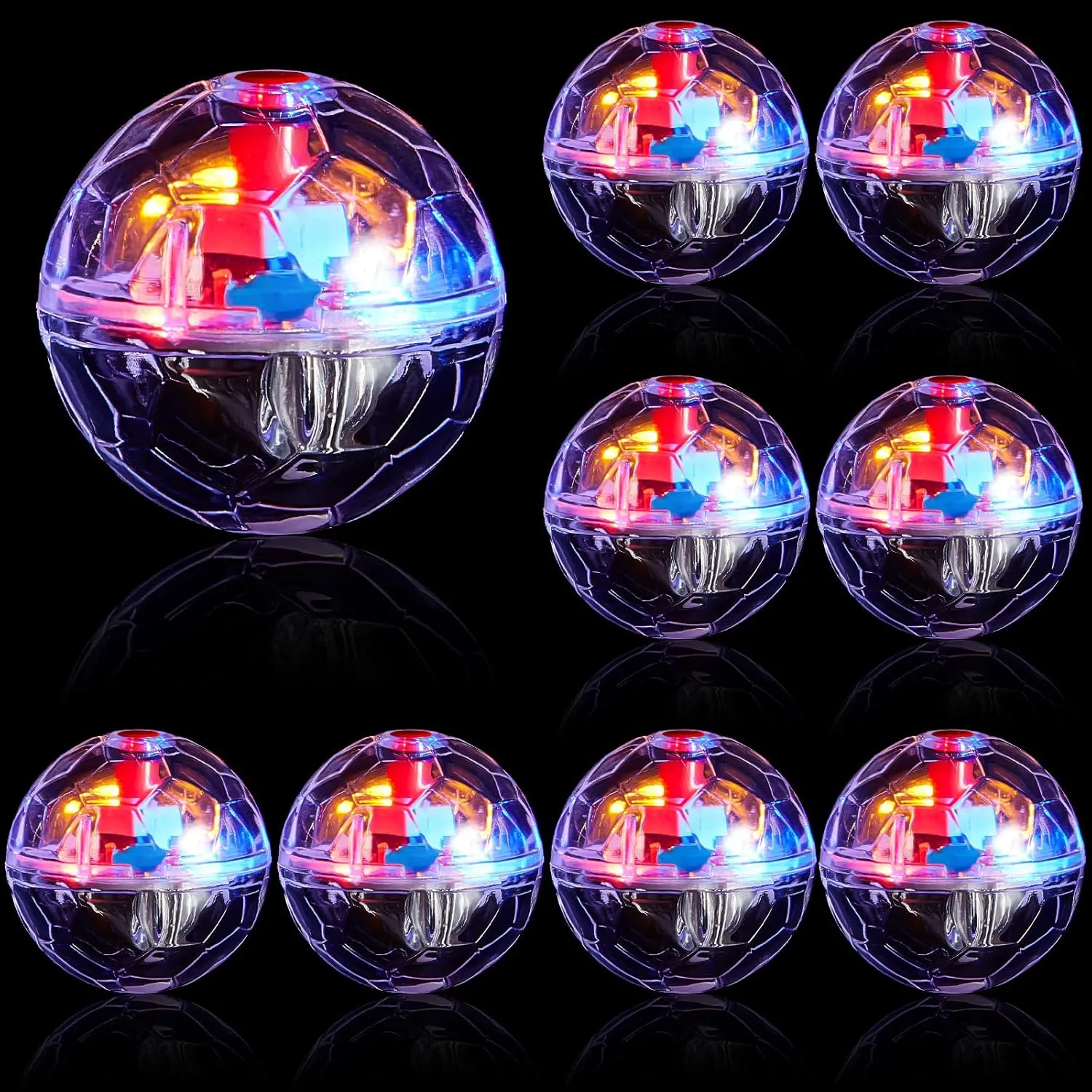 Jecery 9 Pcs Light Up Cat Balls - Ghost Hunting LED Motion Activated Cat Toy - Interactive Glowing Mini Running Exercise Ball Toys for Kitten Dog Pet Animals Activity