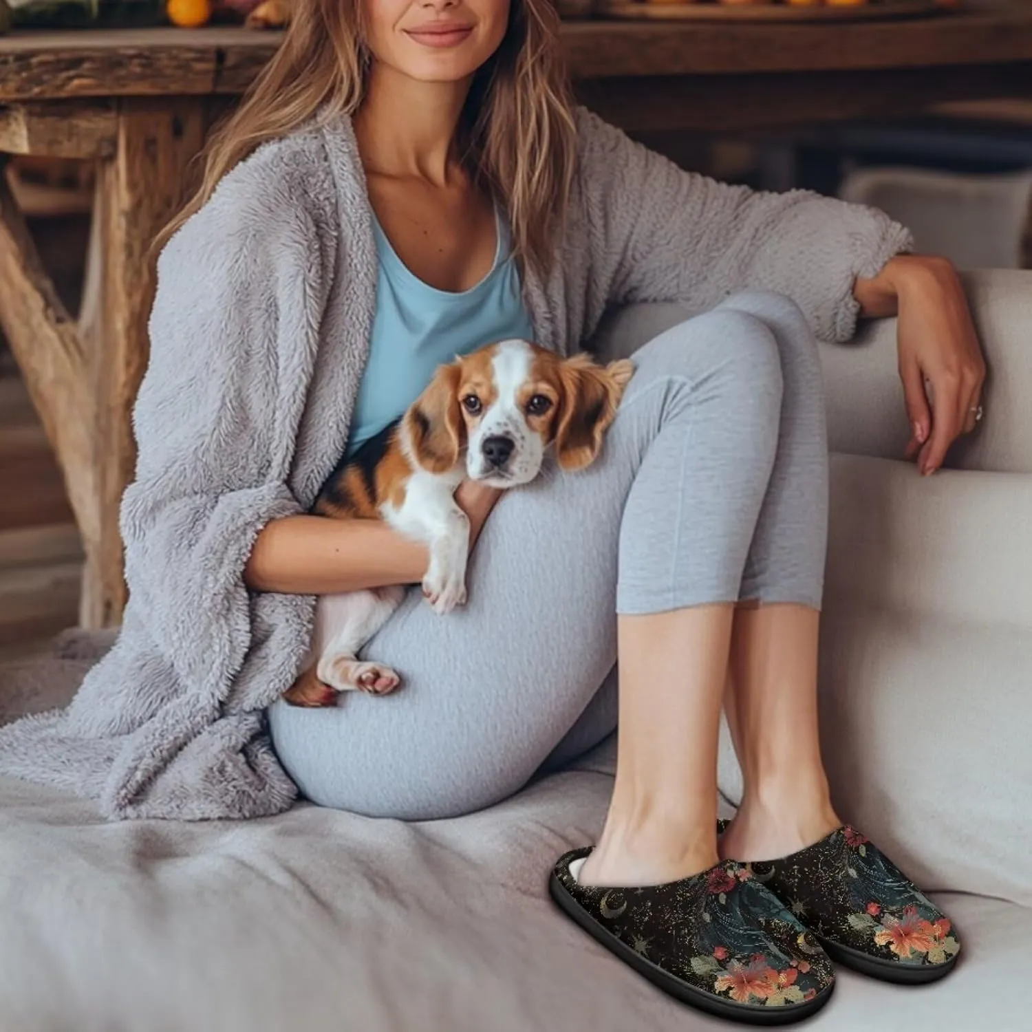 Jeiento Horse Warm Slippers for Women - Fuzzy Fluffy Hotel House Indoor Slippers Winter Closed Toe