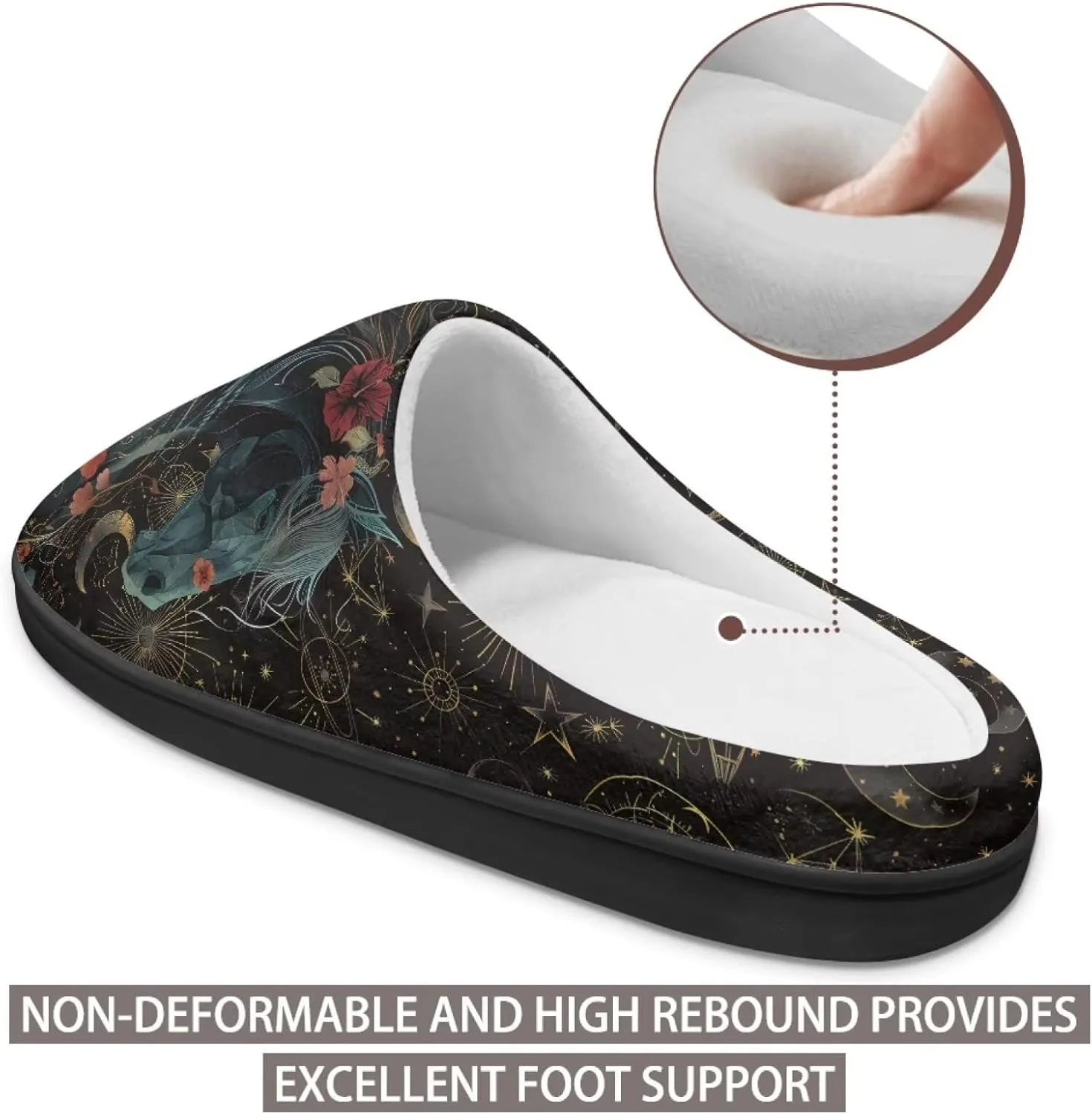 Jeiento Horse Warm Slippers for Women - Fuzzy Fluffy Hotel House Indoor Slippers Winter Closed Toe