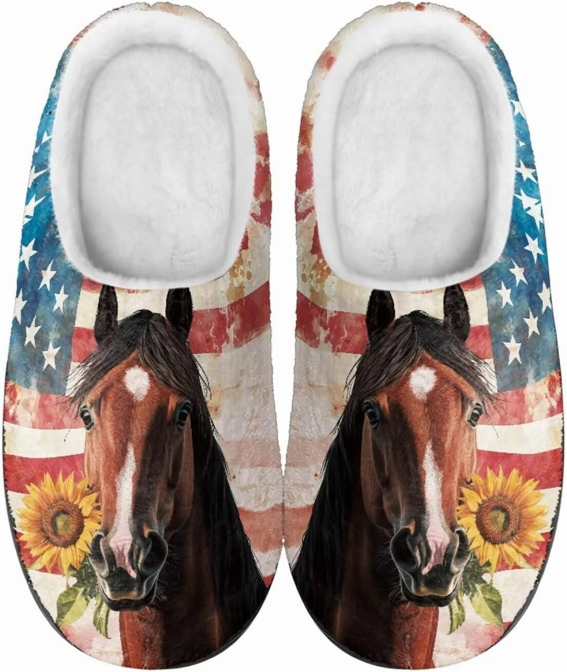 Jeiento Horse Warm Slippers for Women - Fuzzy Fluffy Hotel House Indoor Slippers Winter Closed Toe