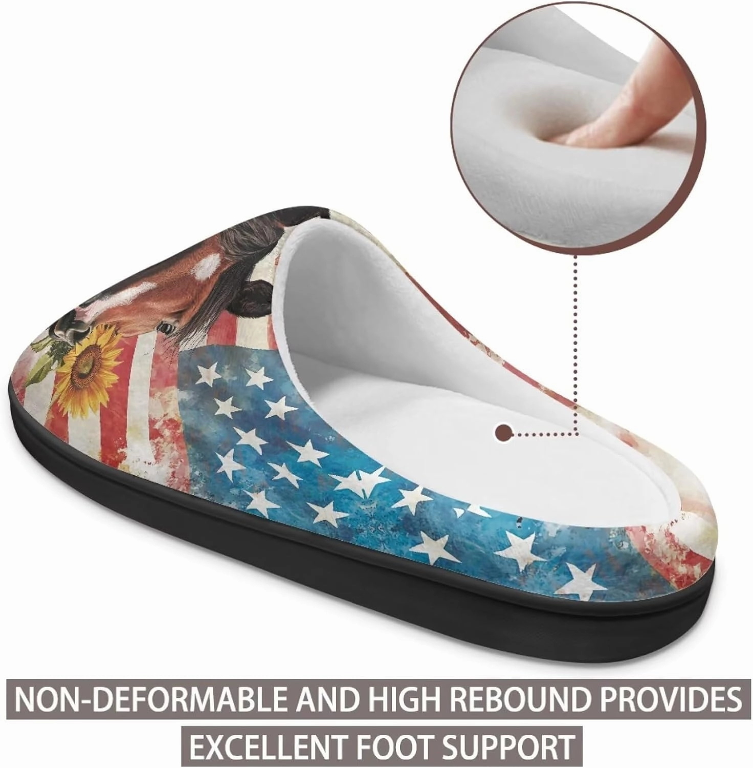 Jeiento Horse Warm Slippers for Women - Fuzzy Fluffy Hotel House Indoor Slippers Winter Closed Toe