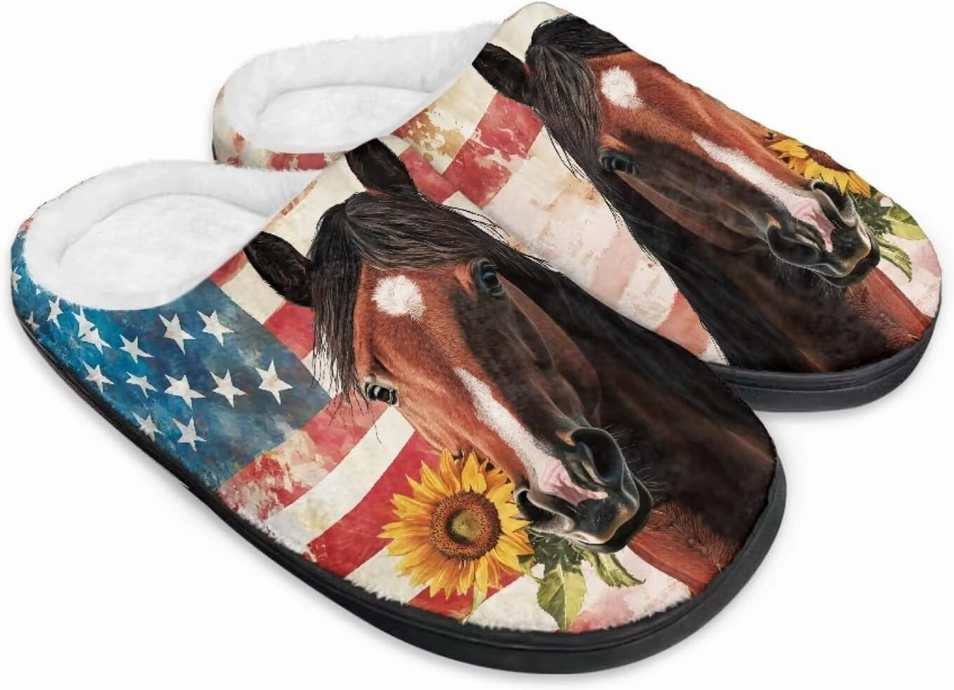 Jeiento Horse Warm Slippers for Women - Fuzzy Fluffy Hotel House Indoor Slippers Winter Closed Toe
