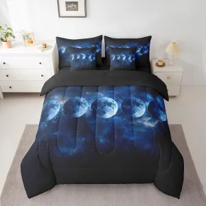 jejeloiu Blue Solar System Queen Comforter Set with Sheets Outer Space 7 Pieces Bedding Set for Kids Boys Girls Teens Room Decor Universe Planets Bed in a Bag Queen Size Galaxy Bed Set