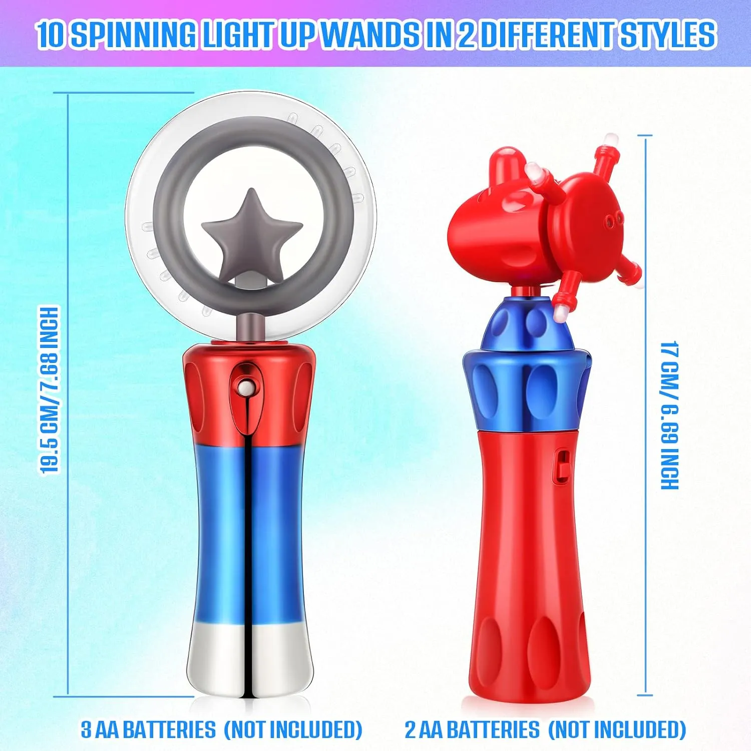 Jerify Light up Toys Spinner Wands LED Flashing Magic Ball Glow Spinner Wands Fun LED Spin Sensory Toys for Birthday Game Party Favor Carnival Prize(10 Pcs,Classic Style)