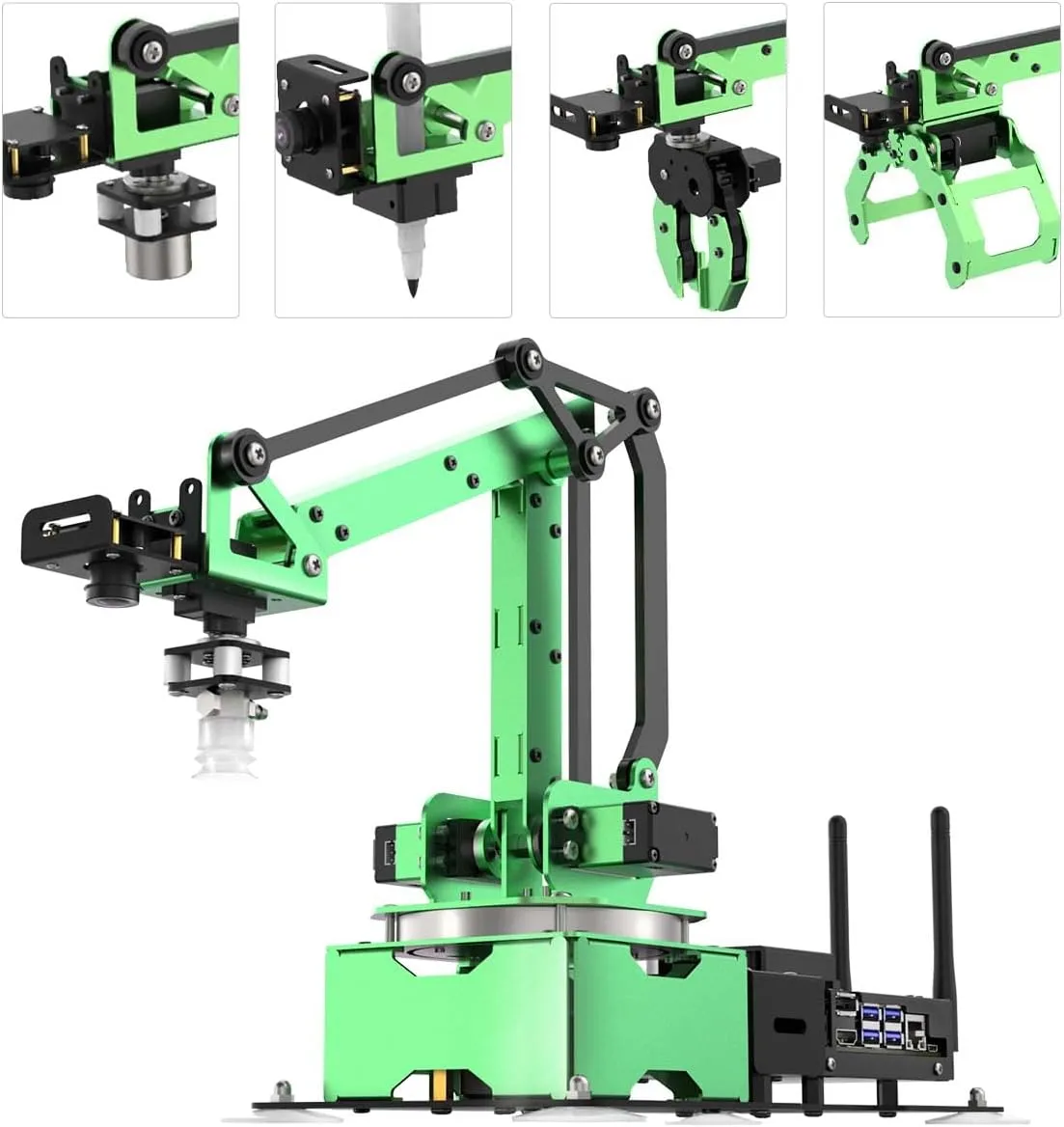 JetMax Robotic Arm for Jetson Nano AI Vision ROS Open Source Programmable Robot Arm Kit with 4 Kinds Gripper Camera Sensor Modules Wireless Controller, App/PC Coding Study DIY Robotic