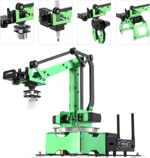 JetMax Robotic Arm for Jetson Nano AI Vision ROS Open Source Programmable Robot Arm Kit with 4 Kinds Gripper Camera Sensor Modules Wireless Controller, App/PC Coding Study DIY Robotic