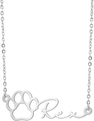 JewelOra Personalized Dog Paw Necklace for Women Custom Name Memorial Necklace Pendant Animal Pendant Jewelry Gift for Pet Lover