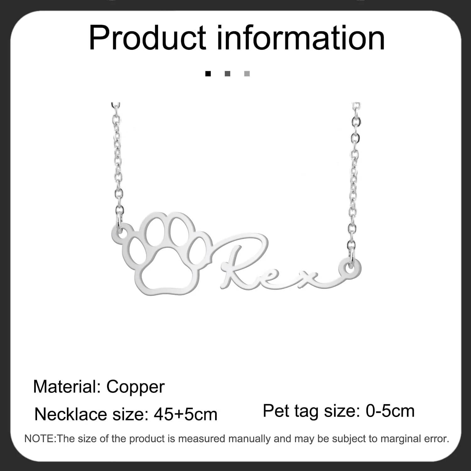 JewelOra Personalized Dog Paw Necklace for Women Custom Name Memorial Necklace Pendant Animal Pendant Jewelry Gift for Pet Lover