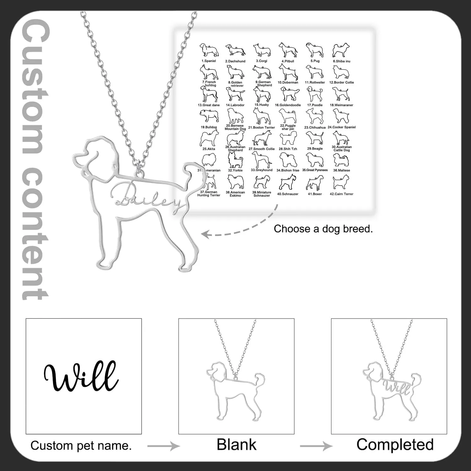 JewelOra Personalized Pet Dog Cat Necklace for Women Custom Engraved Name Necklace Pendant Animal Pendant Jewelry Gift for Pet Lover