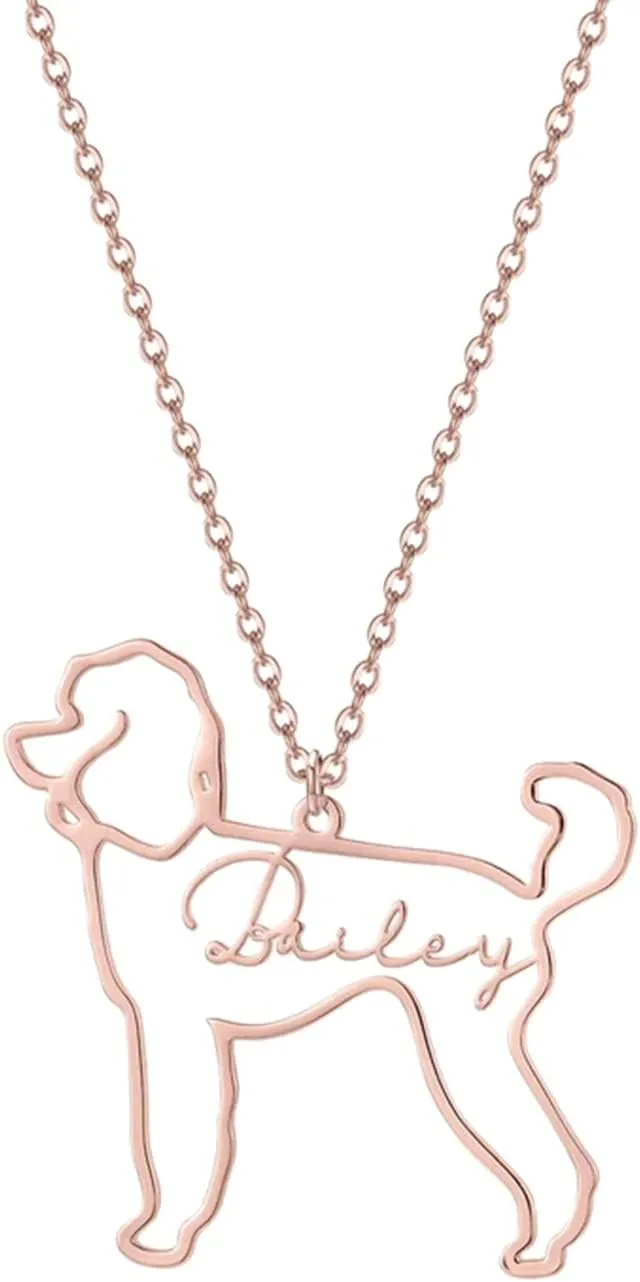 JewelOra Personalized Pet Dog Cat Necklace for Women Custom Engraved Name Necklace Pendant Animal Pendant Jewelry Gift for Pet Lover
