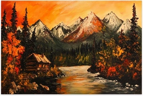 Jigsaw Puzzles 500 Pieces for Adult Bear Southwestern Cabin Forest Mountain Rustic Farmhouse River Trees Puzzle Game for Family Wooden Puzzle Toy Educational Games Puzzles for Home Decor