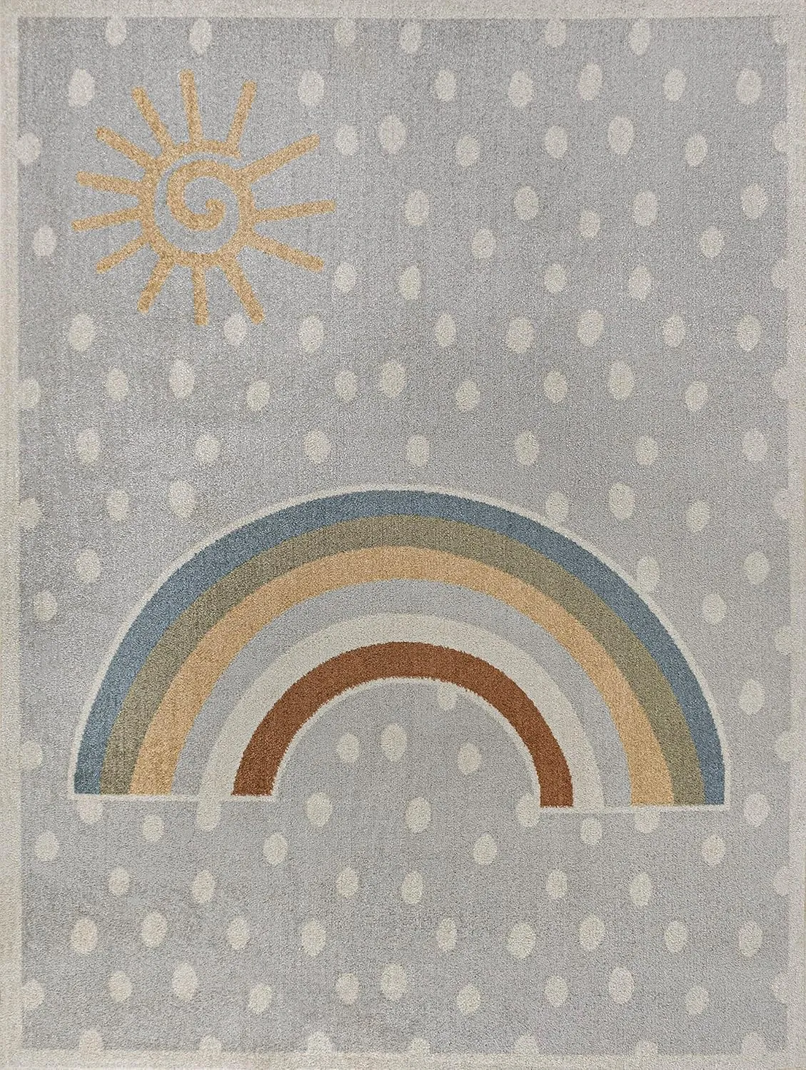 JONATHAN Y KDW102A-3 Minha Rainbow Dot Modern Machine-Washable Indoor Area Rug, Kids & Novelty, Casual, Classic, Bedroom, Kitchen, Living Room, Easy-Cleaning, Non-Shedding, 3 X 5, Gray/Ivory/Yellow
