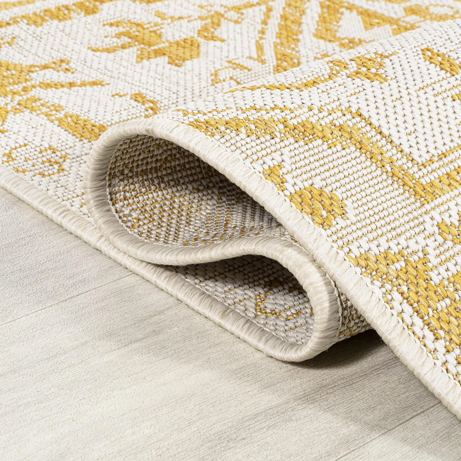 JONATHAN Y SMB105H-8 Estrella Bohemian Medallion Textured Weave Indoor Outdoor Area-Rug, Coastal Traditional Easy-Cleaning,Bedroom,Kitchen,Backyard,Patio,Non Shedding, 8 X 10, Cream/Yellow