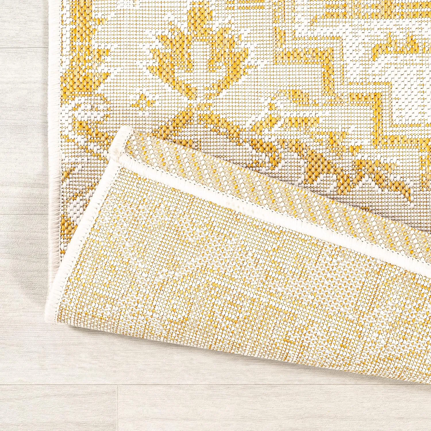 JONATHAN Y SMB105H-8 Estrella Bohemian Medallion Textured Weave Indoor Outdoor Area-Rug, Coastal Traditional Easy-Cleaning,Bedroom,Kitchen,Backyard,Patio,Non Shedding, 8 X 10, Cream/Yellow