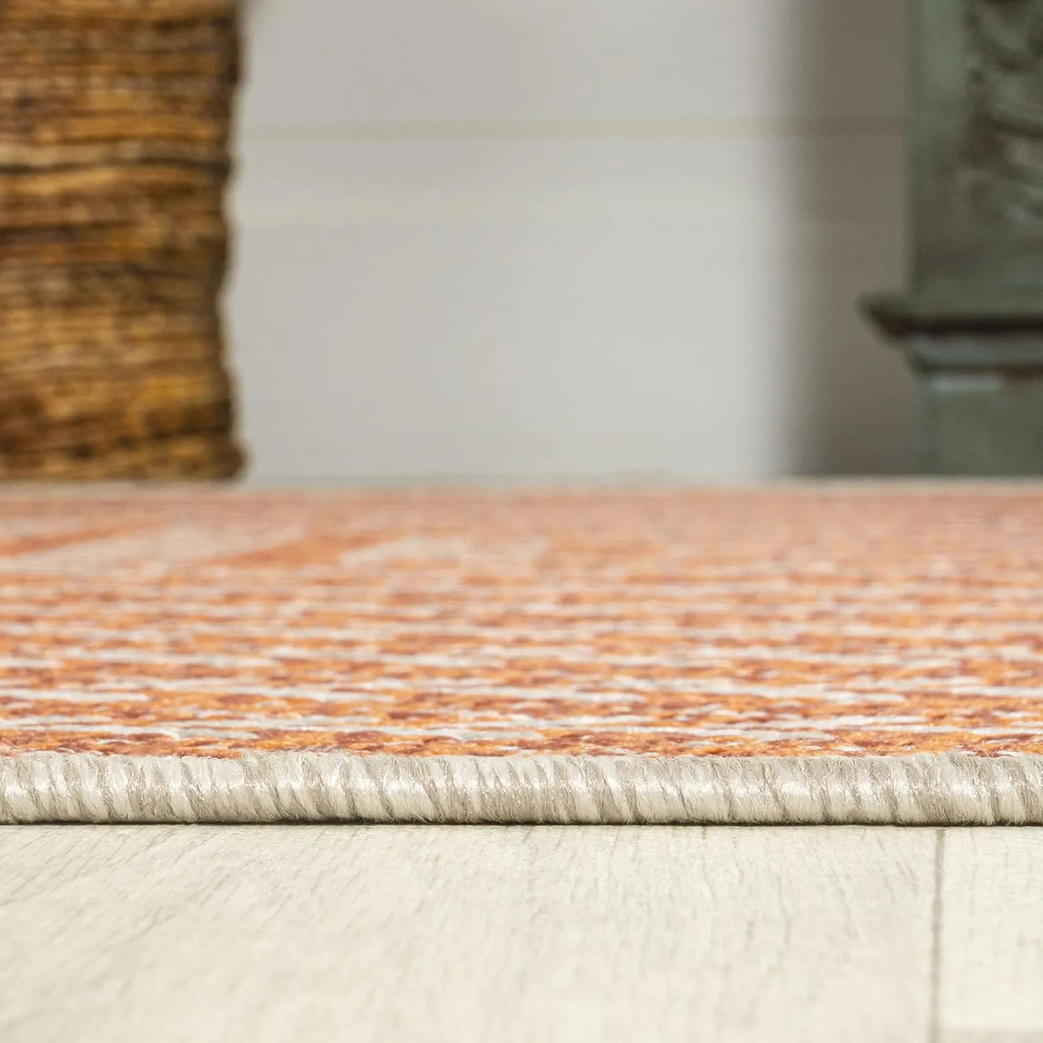 JONATHAN Y SMB206C-5 Chevron Modern Concentric Squares Braided Indoor Outdoor Area Rug, Farmhouse, Traditional Easy Clean,Bedroom,Kitchen,Backyard,Patio,Non Shedding, Orange/Cream, 5 X 8
