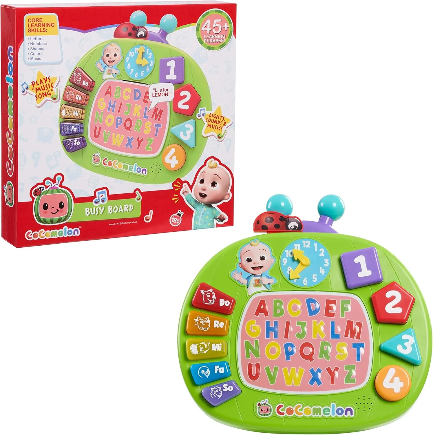 Just Play CoComelon Learning Melon Busy Board, Over 45 Phrases, Preschool Learning and Education, Kids Toys for Ages 18 Month, Amazon Exclusive