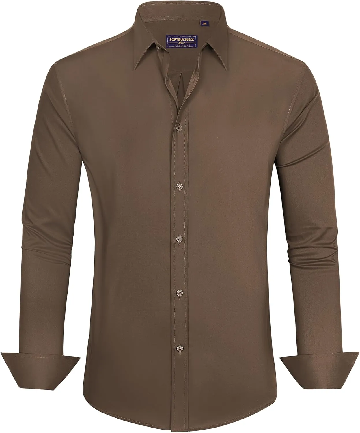 J.VER Men's Dress Shirts Stretch Stain Shield Long Sleeve Solid Formal Shirt Business Casual Button Down Shirts
