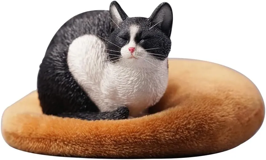 JXK Resin Sleeping Cat Statue, White Cat Figurine for Desktops, Durable Polyresin with Intricate Details, Cat Gifts for Cat Lovers, Home Decor for Cat Lovers
