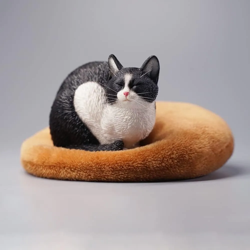 JXK Resin Sleeping Cat Statue, White Cat Figurine for Desktops, Durable Polyresin with Intricate Details, Cat Gifts for Cat Lovers, Home Decor for Cat Lovers