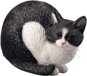 JXK Resin Sleeping Cat Statue, White Cat Figurine for Desktops, Durable Polyresin with Intricate Details, Cat Gifts for Cat Lovers, Home Decor for Cat Lovers