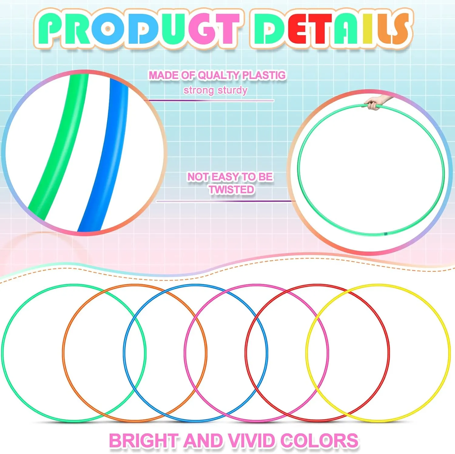 Kathfly Exercise Hoops Plastic Toy for Kids Adults Bulk Hoops Kids School PE Sports Playground Playing Fitness Gymnastics Equipment Party Games