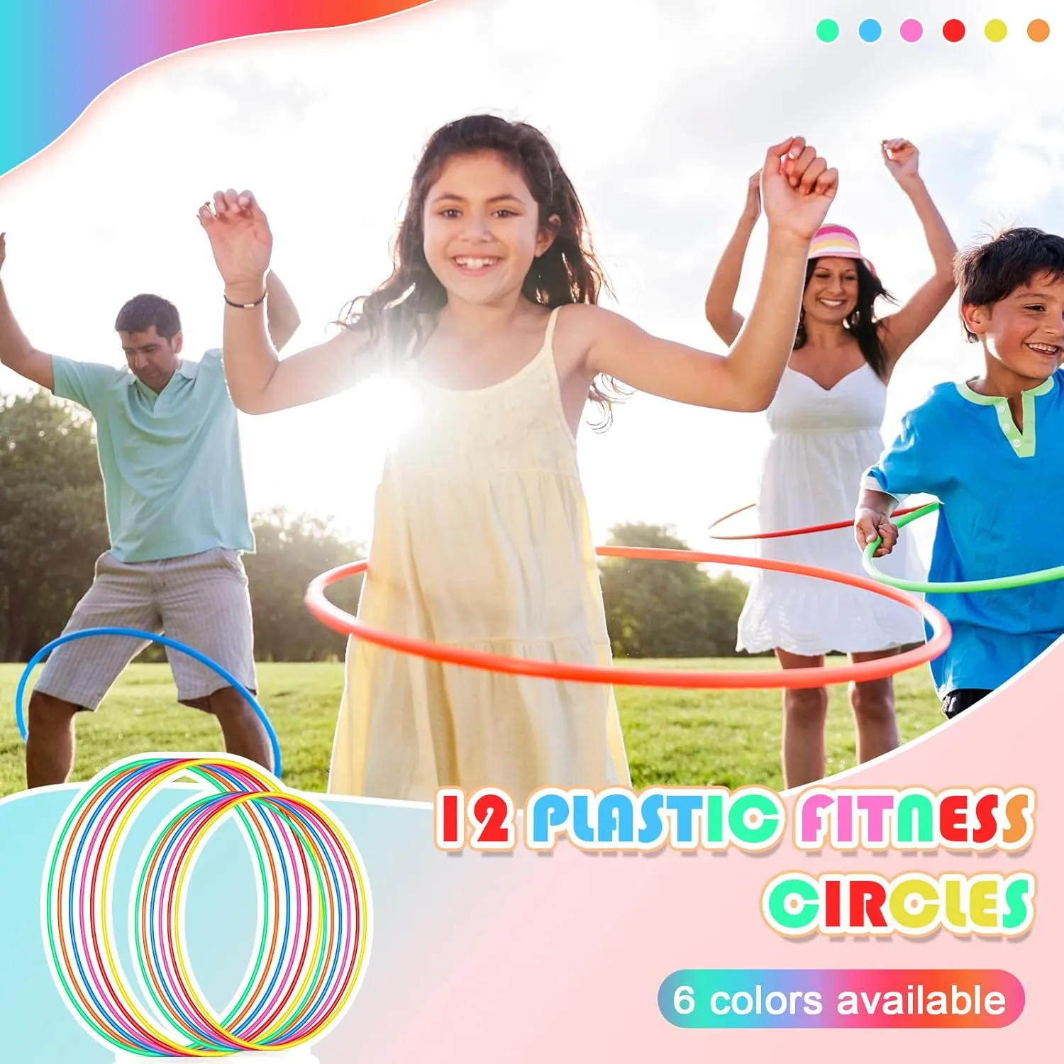 Kathfly Exercise Hoops Plastic Toy for Kids Adults Bulk Hoops Kids School PE Sports Playground Playing Fitness Gymnastics Equipment Party Games