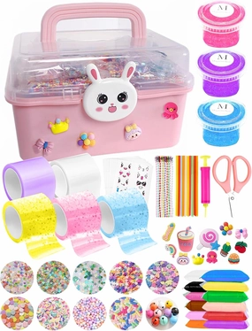 KAWAIZOO Nano Tape Bubble Kit for Kids with Bunny Box,Nanotape Squishy Maker Making Kit Nano Tape Bubbles with DIY Clay and Slime Accessories