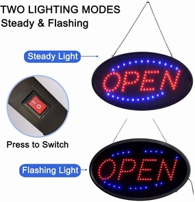 KEBE LED Open Signs for Business, Ultra Bright High Visibility Advertisement Board Electric Display Sign for Bar Hotel Shop Window Glass Door, 19"x10"