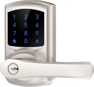 Keyless Entry Door Lock, Electronic Keypad Door-Lock with Handle, Touchscreen, Auto-Locking, Anti-peep Password, Easy to Install for Front Door, Home, Office, Satin Nickel