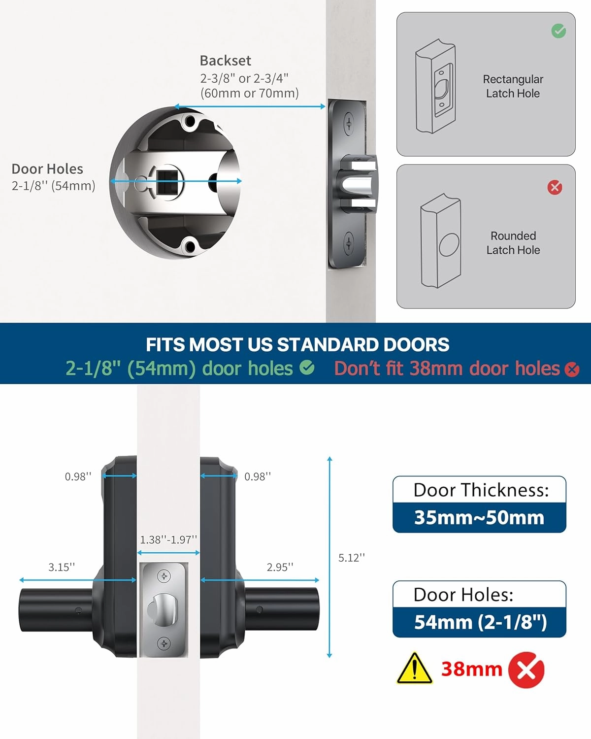 Keyless Entry Door Lock, Electronic Keypad Door-Lock with Handle, Touchscreen, Auto-Locking, Anti-peep Password, Easy to Install for Front Door, Home, Office, Satin Nickel