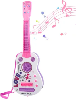 Kids Electric Guitar Toys for Ages 2-4, Musical Instruments for Toddlers 4 Strings Child Guitar with Flash Light Built in Music 2  Year Old Boys Girls Gifts