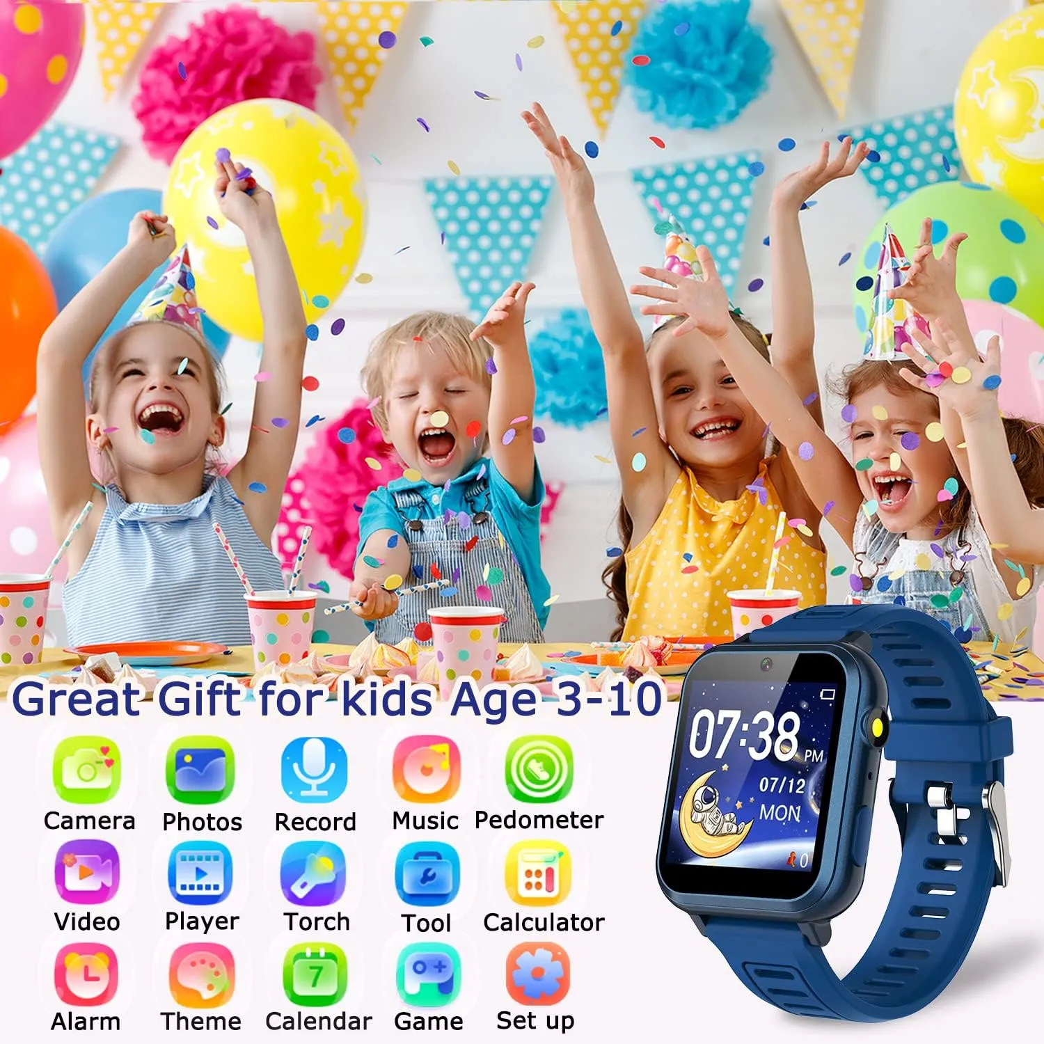 Kids Game Smart Watch for Kids with 24 Puzzle Games HD Touchscreen Camera Music Player Pedometer Alarm Clock Calculator Flashlight 12/24hr Kids Watch Gift for 4-12 Year Old Boys Toys for Kids