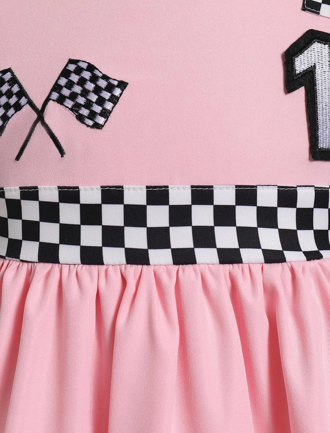 Kids Girls 1st 2nd Birthday Race Car Driver Costume Flutter Sleeve Ruffle Dress Racer Costume