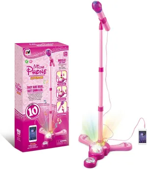 Kids Karaoke Machine with Stand,Karaoke Machine Kid,Kids Microphone with Flashing Stage Lights Adjustable Stand Gift for Age 3  Years Old Children