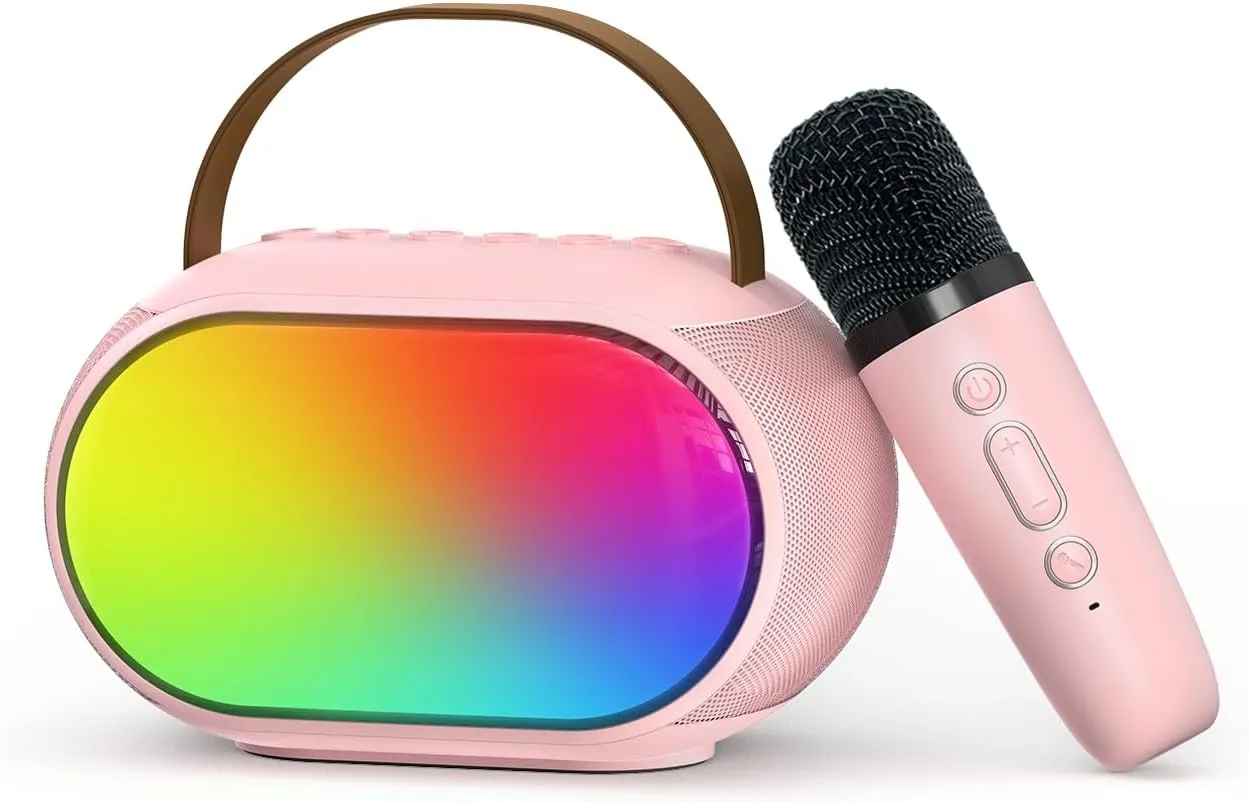 Kids Karaoke Microphone Machine with Dual Drivers, Toys for 3, 4, 5, 6, 7, 8, 9, 10, 11, 12  Kids, Christmas Birthday Gift for 3-12 Years Old Girls Boy Teens Adults Toddlers Party (Pink)