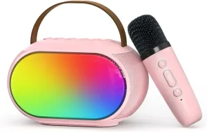 Kids Karaoke Microphone Machine with Dual Drivers, Toys for 3, 4, 5, 6, 7, 8, 9, 10, 11, 12  Kids, Christmas Birthday Gift for 3-12 Years Old Girls Boy Teens Adults Toddlers Party (Pink)
