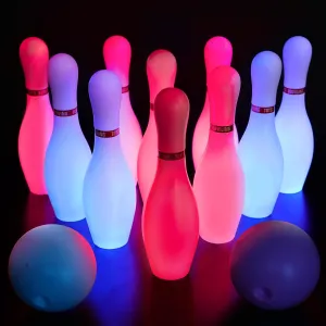 Kids Light Up Bowling Set Bowling Pins Games for Kids Indoor, Toddler Bowling Ball Set Glow in The Dark Games for Kids 3-12 Indoor & Outdoor