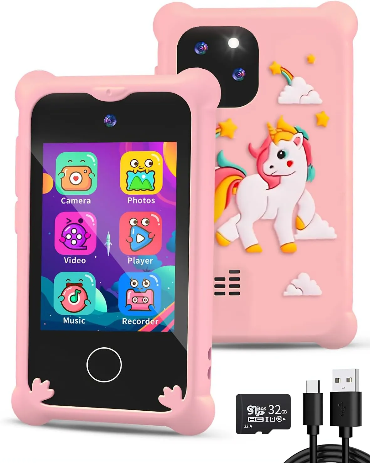 Kids Phone Toy - Touchscreen Smartphone for Toddlers Age 3-8, No Internet/No Calls, Dual Camera & MP3 Player, Learning Games - for Girls/Boys