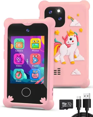 Kids Phone Toy - Touchscreen Smartphone for Toddlers Age 3-8, No Internet/No Calls, Dual Camera & MP3 Player, Learning Games - for Girls/Boys